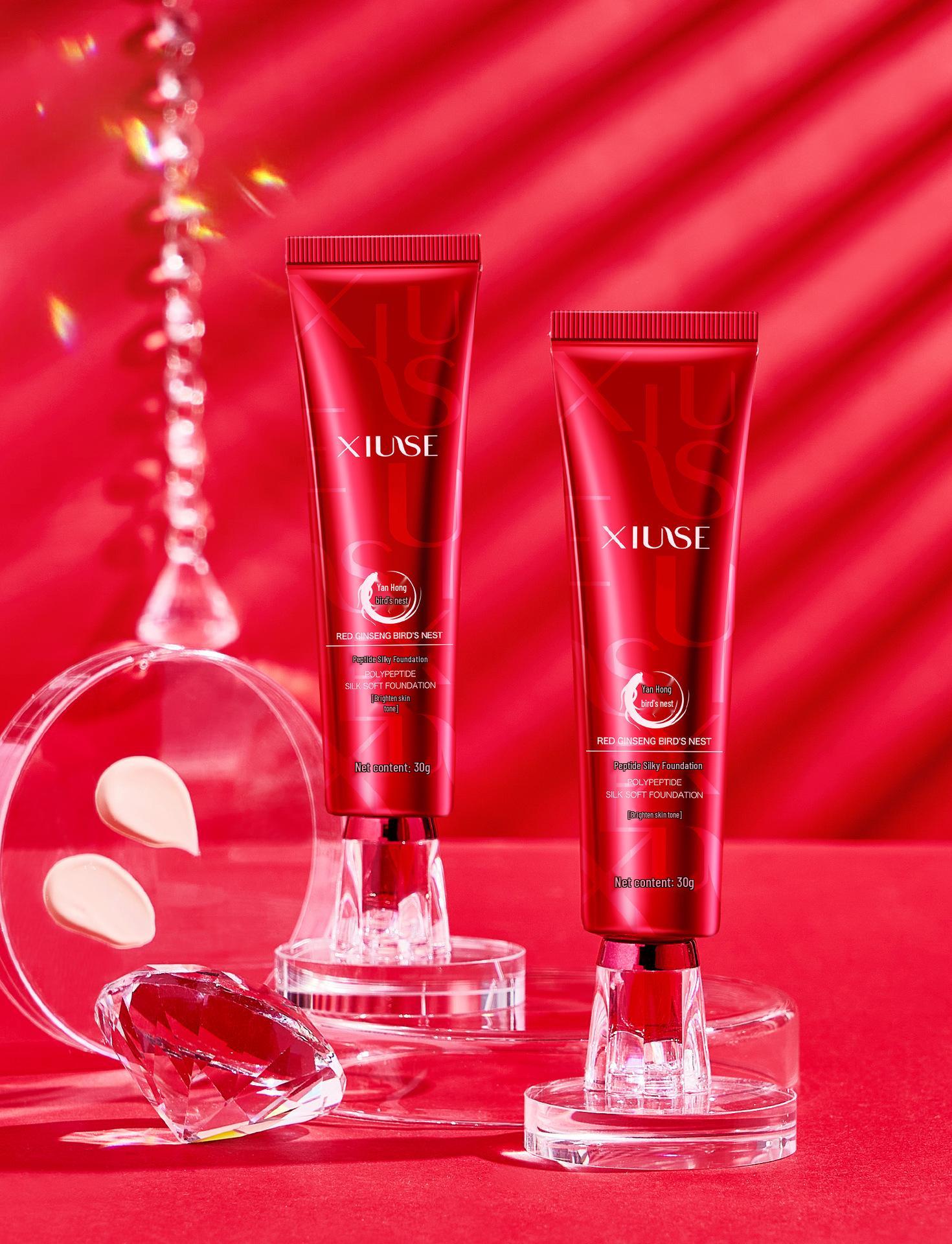 

Showser Увлажняющий шелковистый тональный крем с красным женьшенем и ласточкиным гнездом - Легкий, Стойкий, Гладкий, Маскирующий, Натуральный базовый макияж. 30g