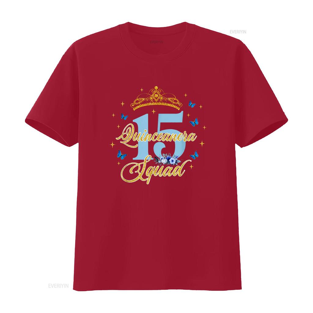 Quinceanera Squad T shirt Mis Quince Anos 15th Birthday Girl vintage Washed Stylish Slightly Soft fashion designer clothes