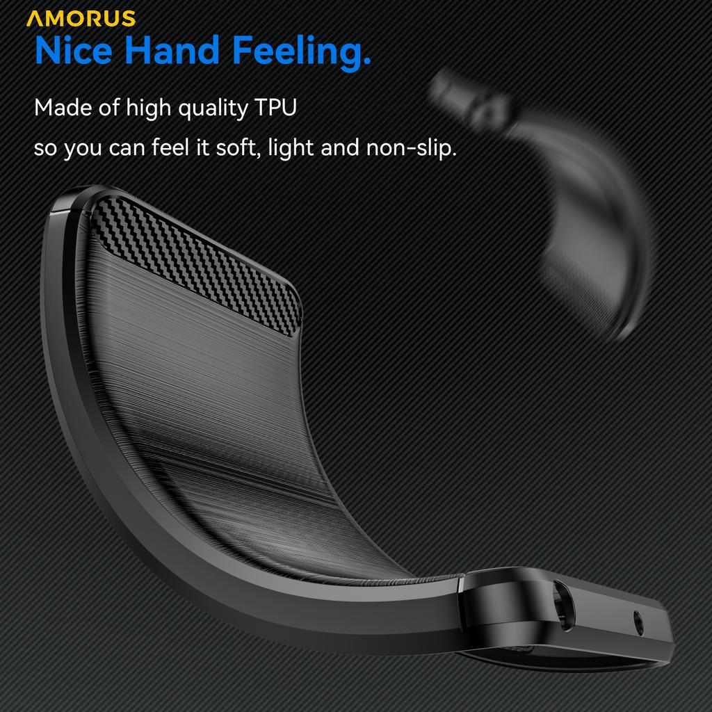 AMORUS For Samsung Galaxy S24 Ultra Case Carbon Fiber Texture Brushed Protective Phone Cover
