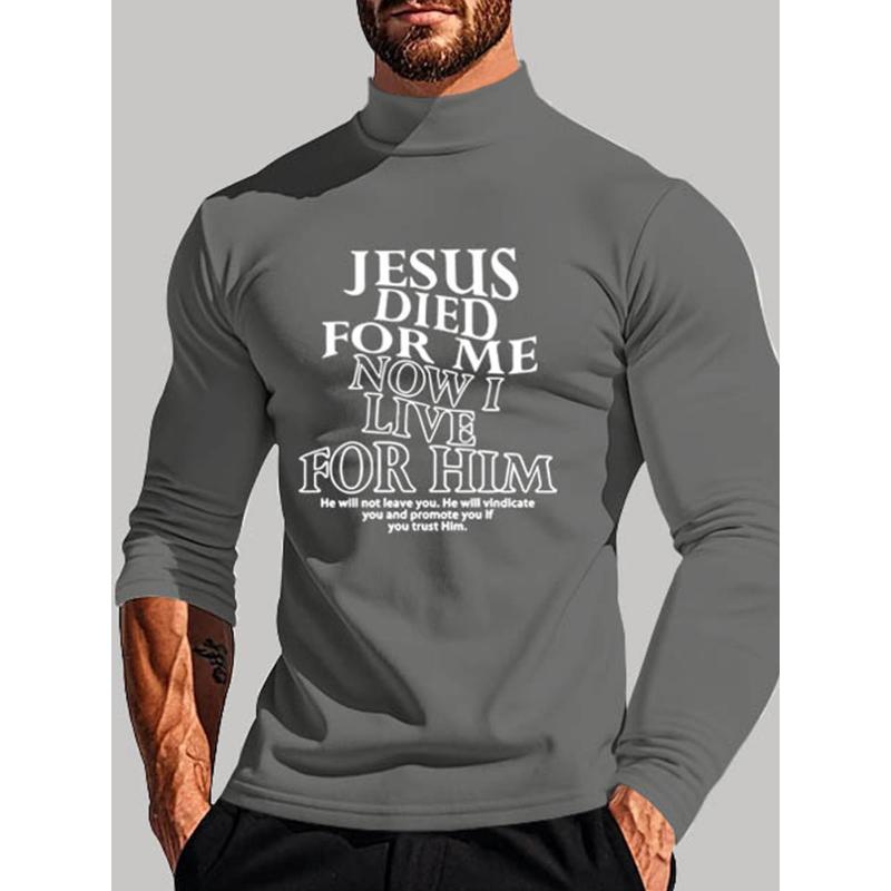 

Polyester Men s Mock Neck Long Sleeve Tee, Perfect for Weekend Errands XXL сірий