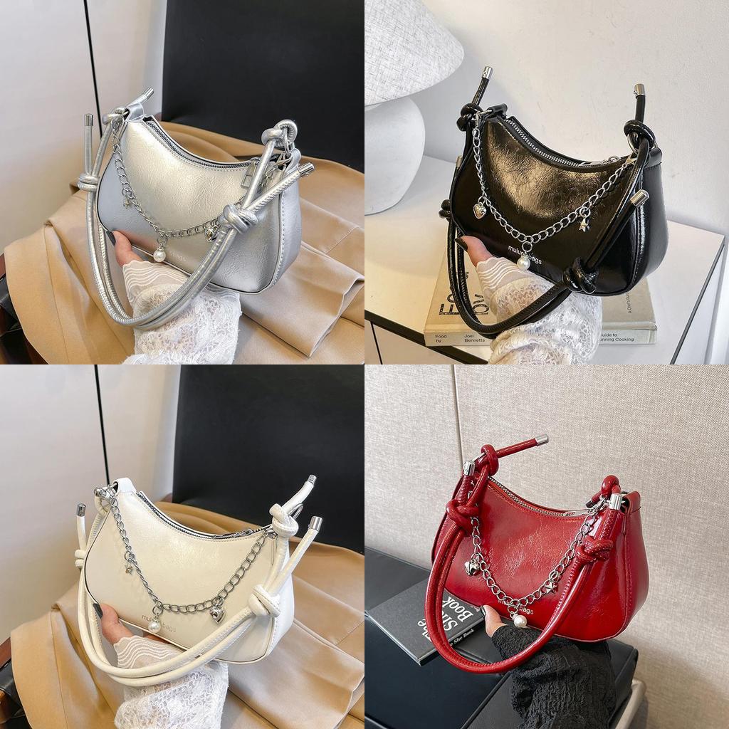 Pu Material Crossbody Bag For Women With Chain Detail And Zip Closure For Daily Use