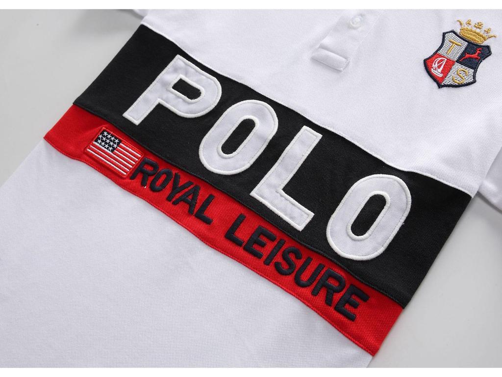 Men's Retro Letter Embroidered Cotton Polo Shirt - Color Block, Short Sleeve, European Size, Casual Sports Fashion