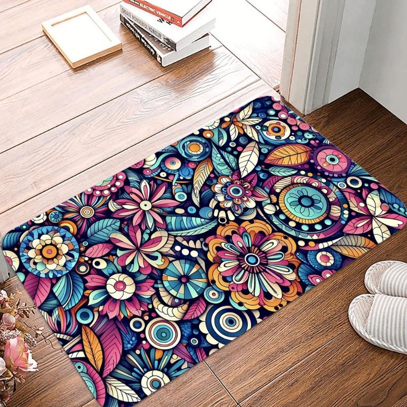 Bohemian Style Printed Non-Slip Waterproof Doormat Easy Clean Entrance Floor Mat Home Decor Durable Retro Classic and Beautiful