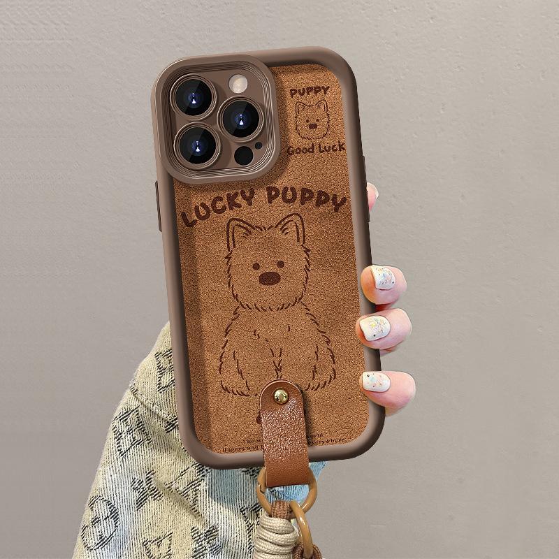 Cute Puppy Plush Bear Doll Lanyard Suitable for Apple 13PRO Mobile Phone Case 14 Maillard X Silicone