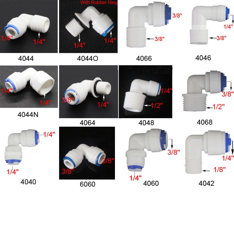 RO Water Elbow/Equal Straight Check Valve Quick Coupling Fitting 1/4" OD Hose Reverse Osmosis System Plastic Pipe Connector