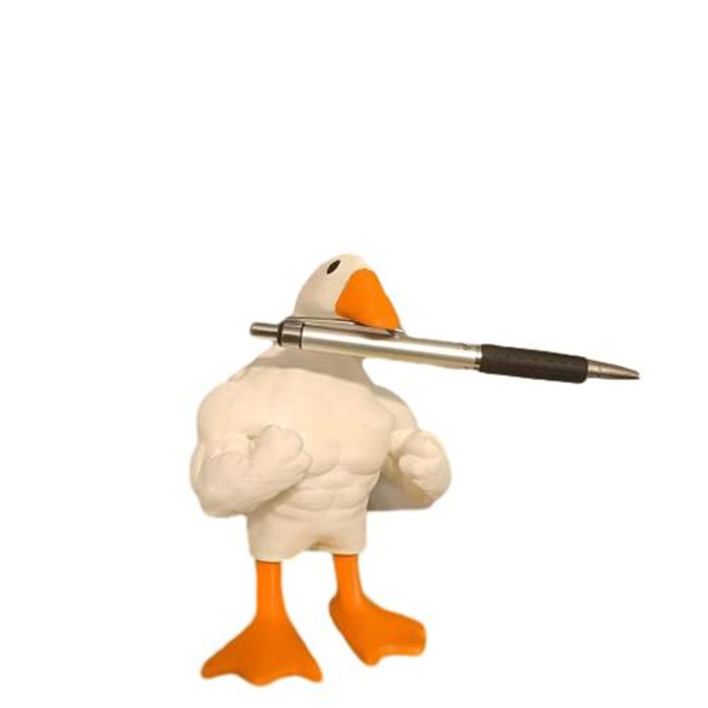 Fun Muscular Duck Statue Ornament Buff Duck Figurine Magnetic Goose Duck Keychain Tool Holder Desktop Organizer Funny Prank Gift