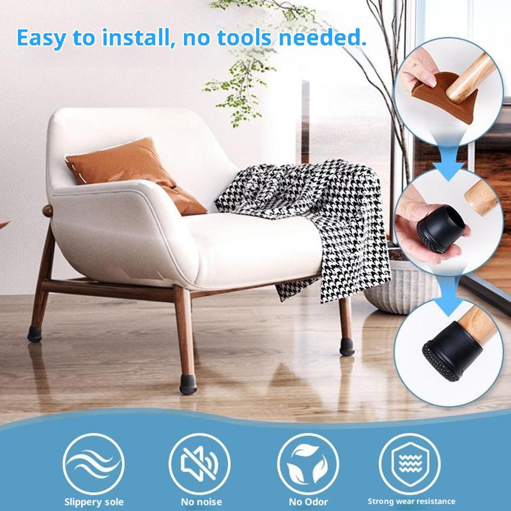 24Pcs Chair Leg Floor Protectors for 25-37mm Table/Chair Legs Silicone Caps Anti Slip Noise Reducing