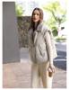 Short Imitation Mink Fur Lapel Cotton-padded Jacket with Detachable Sleeves