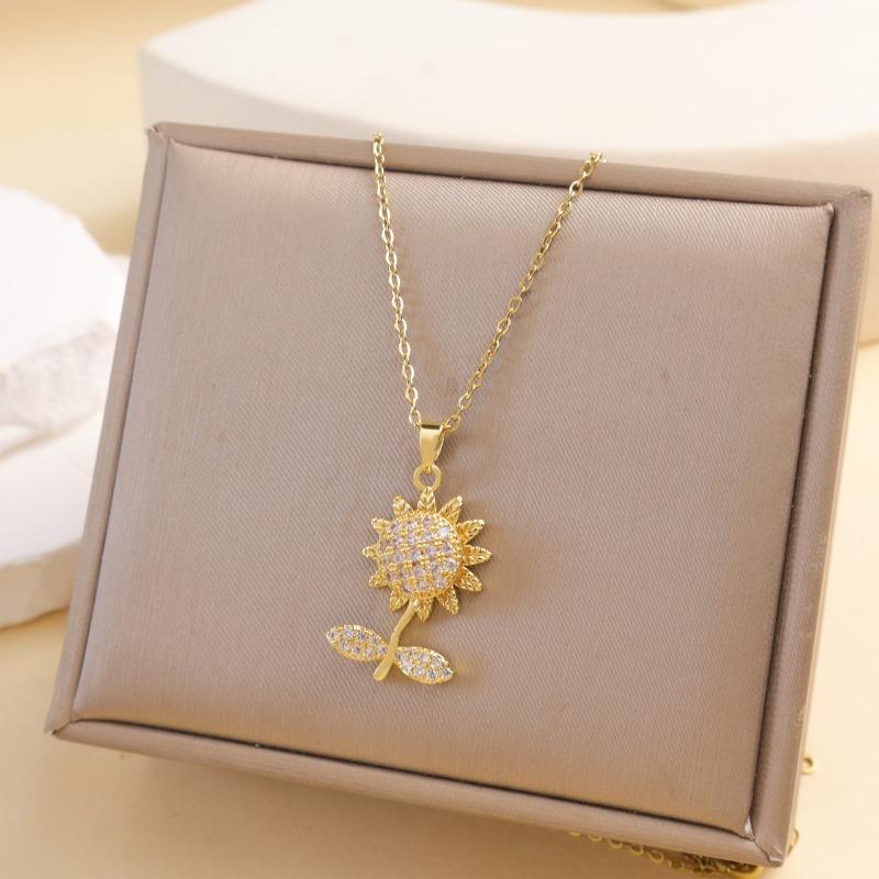 Fashionally Swirling Sunflower Necklace, Collar Chain, Versatile and High-end Accessory
