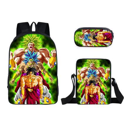 New animation cartoon dragon ball backpack, primary and secondary school schoolbag, satchel, shoulder bag, pencil case three-piece set