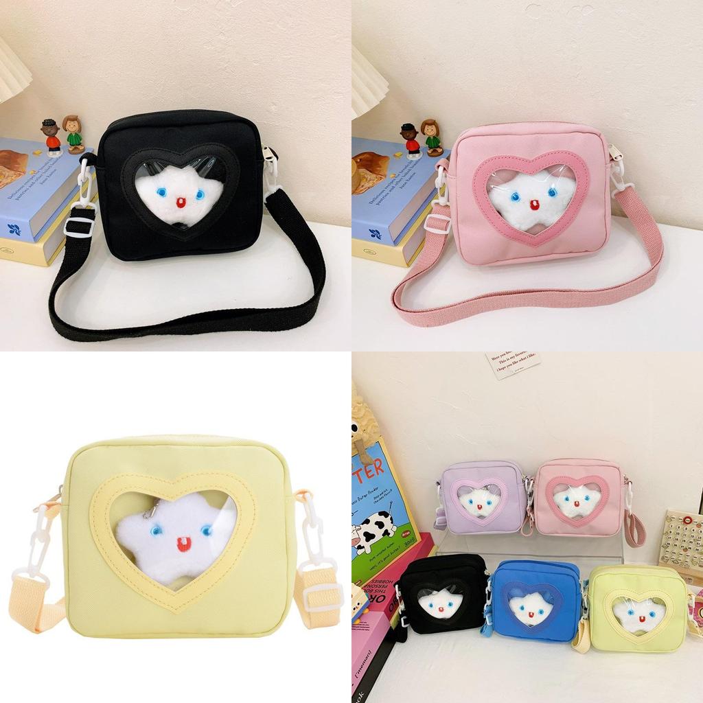 Cotton Kids Heartshaped Transparent Shoulder Bag For Children Casual Outings