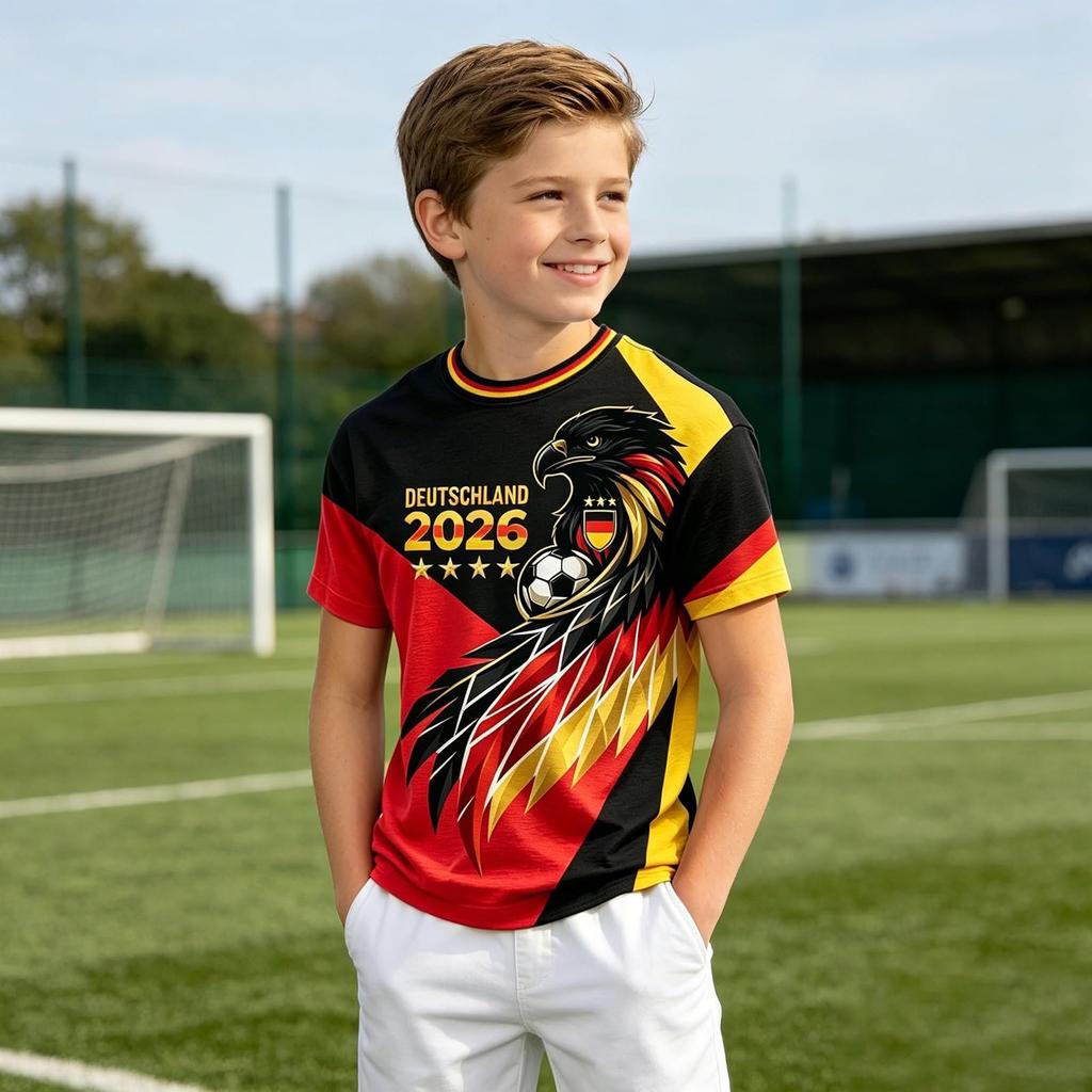 Kids Vintage Style Soccer Jersey Short Sleeve T-Shirt Lightweight Breathable Fabric Comfortable Fit Suitable for Casual Wear and Sports