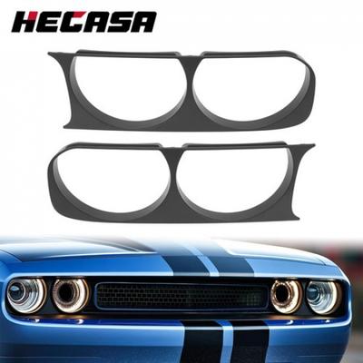 HECASA Headlight Bezel Trim Cover Left+Right Side For Dodge Challenger 2008-2014