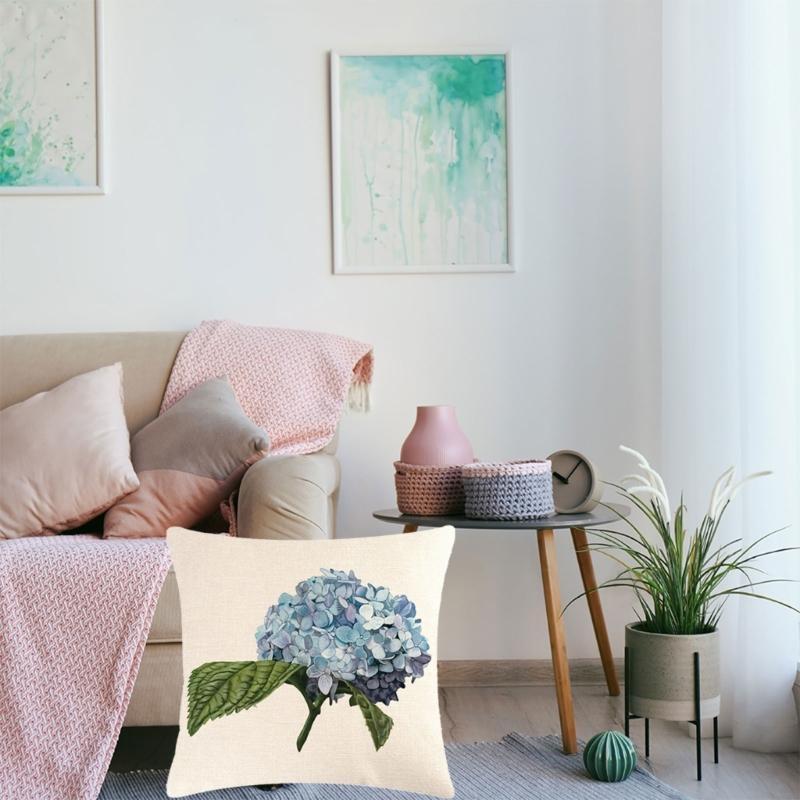 Mother Day Hydrangea Throw Pillow Cover Beautiful Flower Cushions Cover Elegant Pillow Case Fine Linen Material