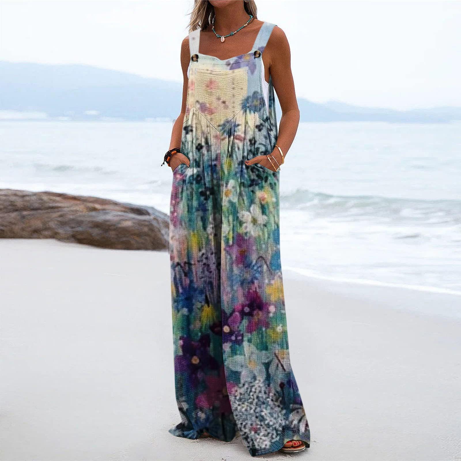 

Женские брюки, комбинезон, модный повседневный комбинезон с боковыми карманами и цветочным принтом, нерегулируемый комбинезон на бретелях XL