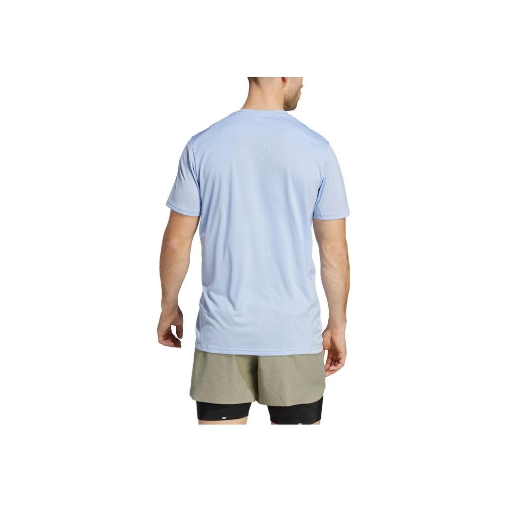 Adidas Solid Color Logo Print Crew Neck Short Sleeve T-Shirt Men Tops Blue IB9011