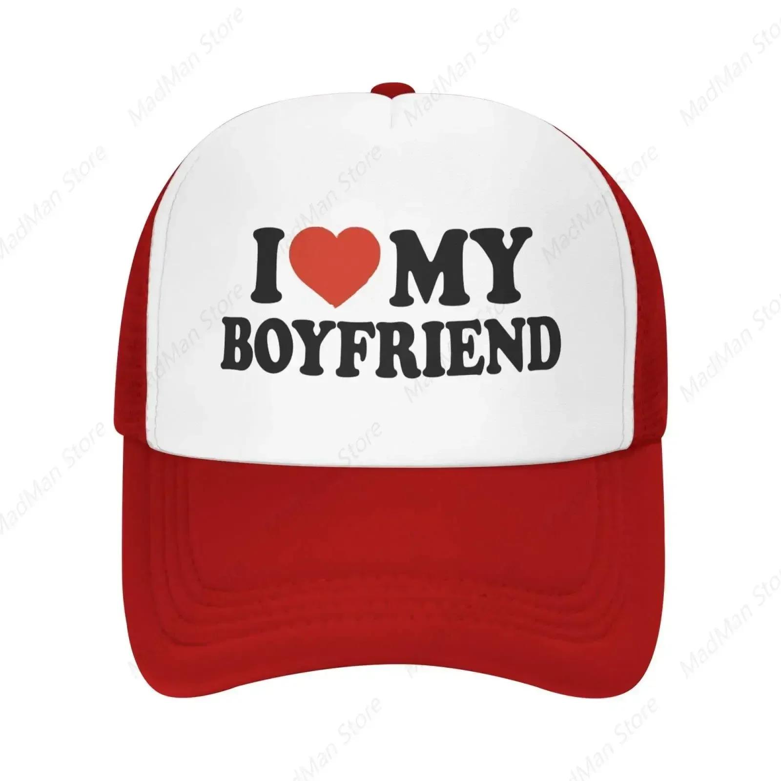 

I Love Heart My Boyfriend Hat Unisex Adult Trucker Hats Adjustable Cap for Adults Classic Fishing Caps Pink Adjustable