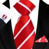Red Striped Paisley Solid Floral Wedding 8CM Tie For Men Design Mens Necktie Hanky Cufflink Set For Daily Wear Business Party