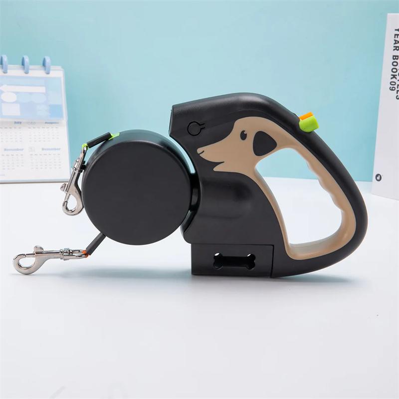 Portable Rotating Pet Leash for 2 Dogs, Double End Leash, Light Retractable Roulette, Walking Supplies, New
