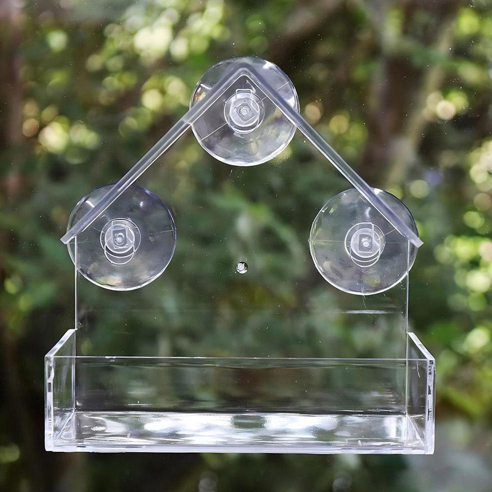Acrylic Bird Feeder Clear Window Outside Hanging Bird Feeder House With Suction Cup For Garden Outdoor Backyard Patio Yard 1-5PC