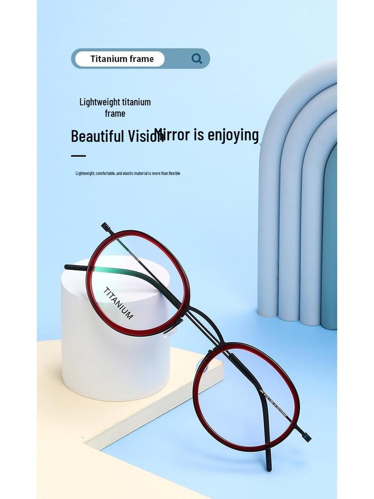 Linde 5805 Oval Titanium and Acetate Fashion Eyeglasses for Women and Men - Retro Business Style