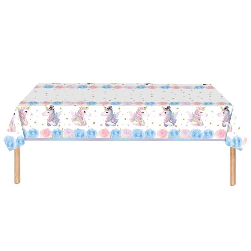 New Hot-selling Unicorn Party Theme Items, Decorative Disposable Paper Plates, Cups, Paper Towels Pe Tablecloth, Flag Set