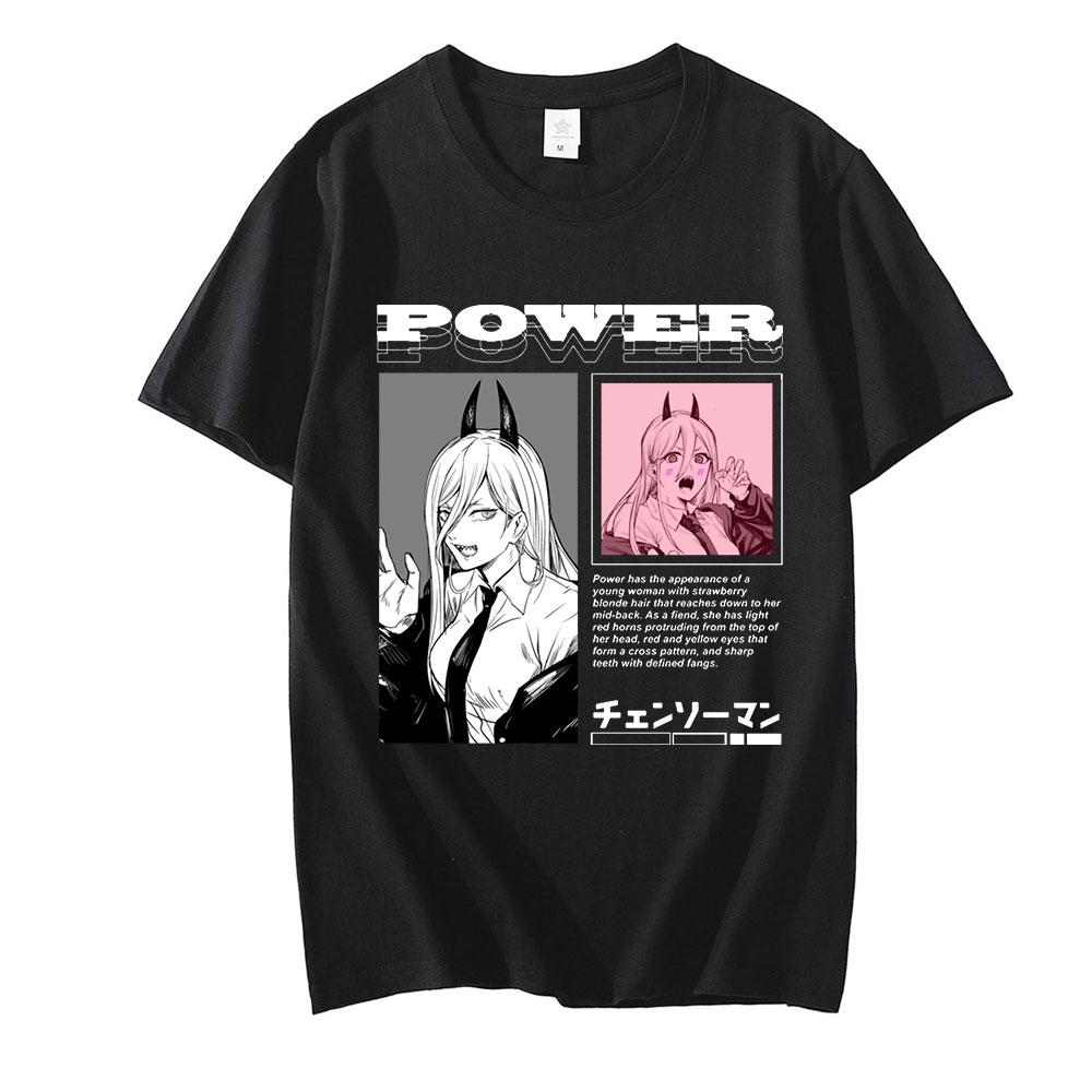 

Harajuku Chainsaw Man Power Футболка Мужская с коротким рукавом Чистая футболка Досуг Горячая Аниме Манга Футболка Топы Уличная одежда Футболки 4XL чёрный