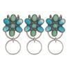 Turquoise Inlaid Bag Clip Key Holder Bohemian Style Flower Design Key Finder Car Keychain