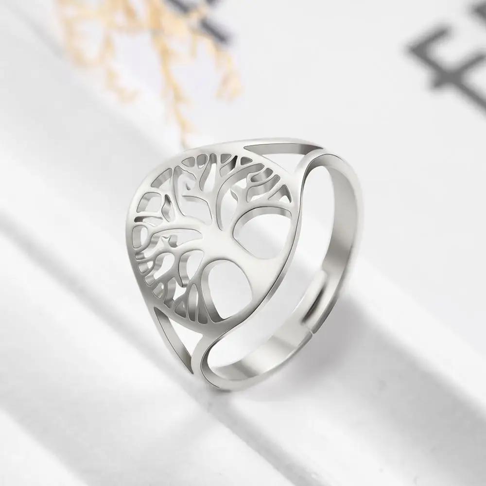 Skyrim Tree Of Life Ring Stainless Steel Gold Color Adjustable Finger Rings Amuelt Jewelry Anniversary Gifts For Women