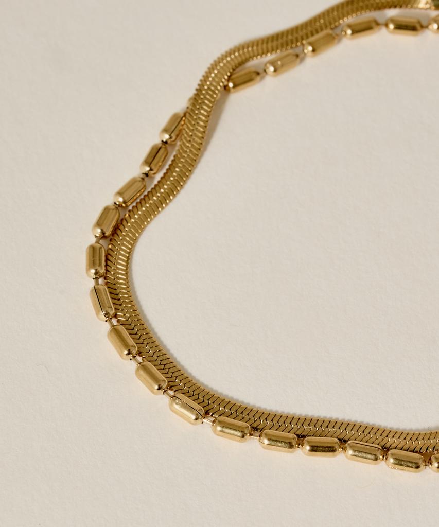 Novice Tokyo Bar & Snake Double Chain Bracelet [Stainless] / Gold