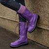 New European and American Fashion Wool Fight Medium Tube Flat Heel Side Zipper Strap Martin Boot Size