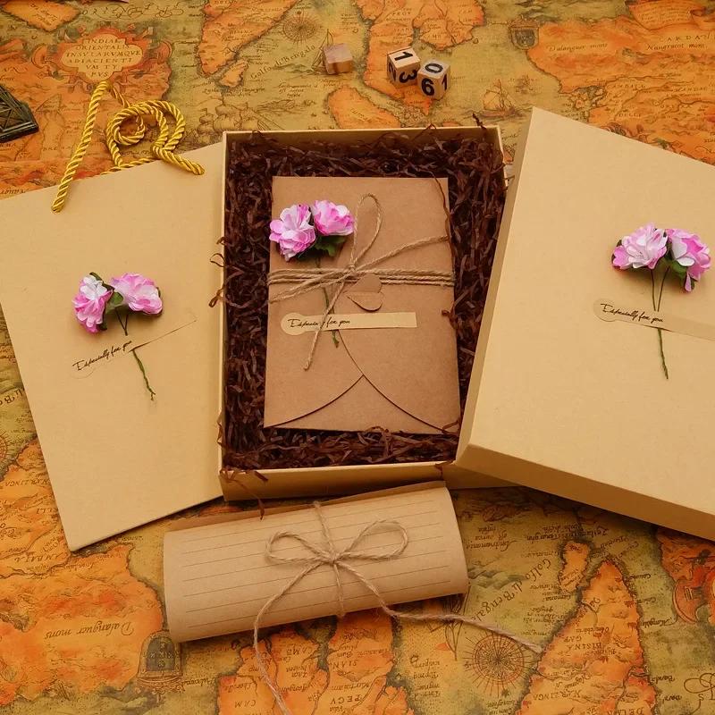 

Invitation Envelope Gift Box Souvenir Retro Envelope Romantic Flower Decoration Stationery Card Letter Paper Packaging Holder