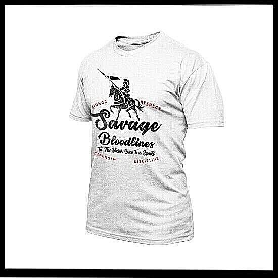 

Warrior T-shirt Spartan Warlord on horseback with spear savage bloodlines tee S
