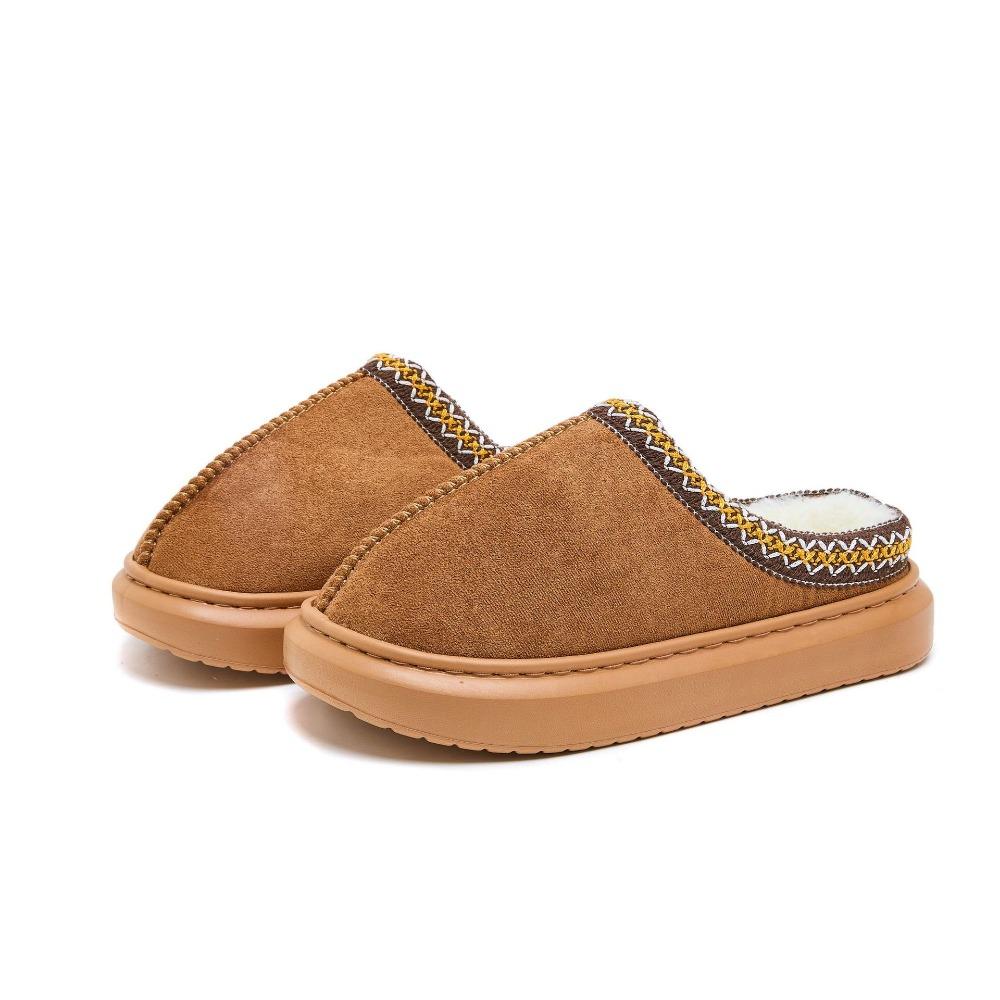 

Чоловічі та жіночі тапочки, хутряні тапочки, зимові хутряні тапочки з товстим хутром, домашні етнічні тапочки з теплою підкладкою та нековзкою бавовною 44-45 темно-коричневого кольору