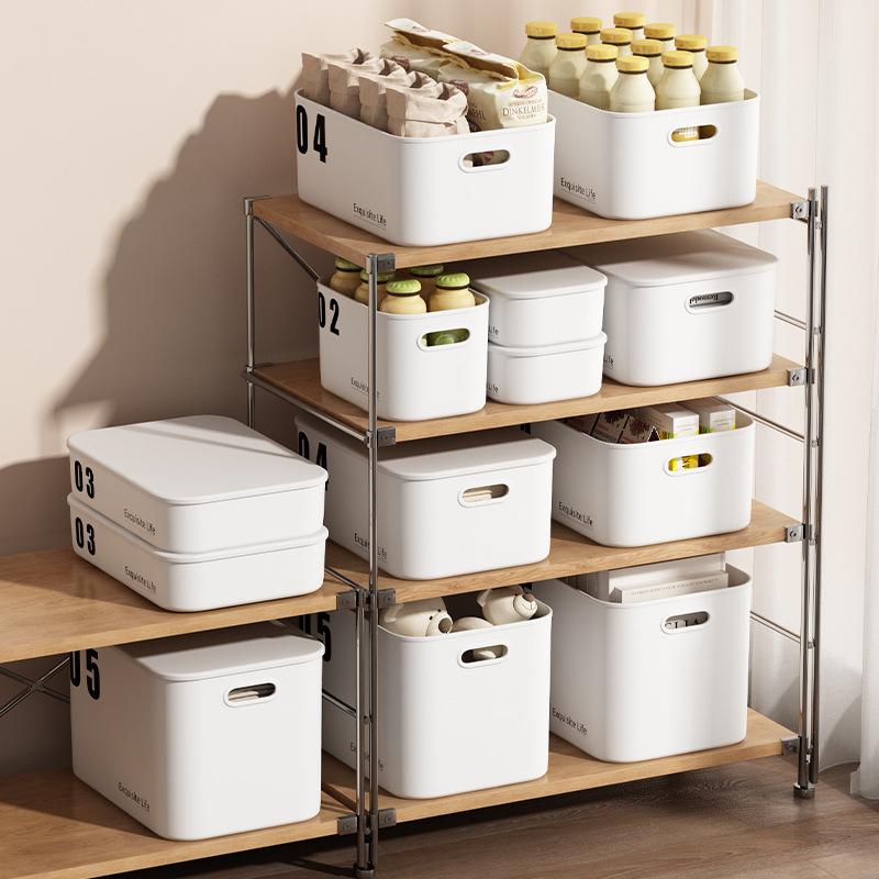 Desktop Kunststoff Aufbewahrungsbox mit Deckel Kleinkram Kosmetik Schmuck Küchenorganizer Spielzeug Aufbewahrungskörbe Behälter Haushaltswaren