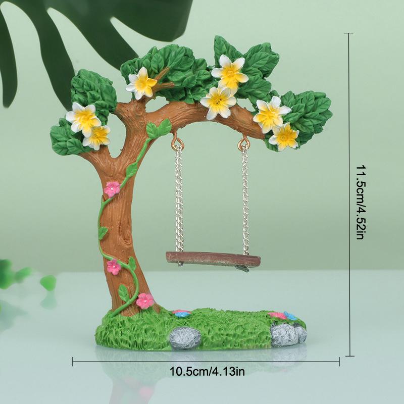 Miniature Fairy Garden Swing, Flower Tree Swing Figurine, Swing Model For Micro Landscape Courtyard Garden Outdoor Display Decor