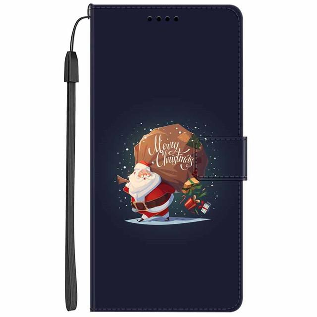 Christmas Flip Case For Motorola Moto G15 / G05 / E15 / G15 Power 4G Wallet Leather Cover With Lanyard Cartoon Wallet Phone Case
