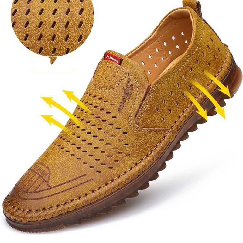 Protiskluzové duté pánské boty Prodyšná jeskyně Kožená obuv Obuv pro volný čas Pánské měkké boty