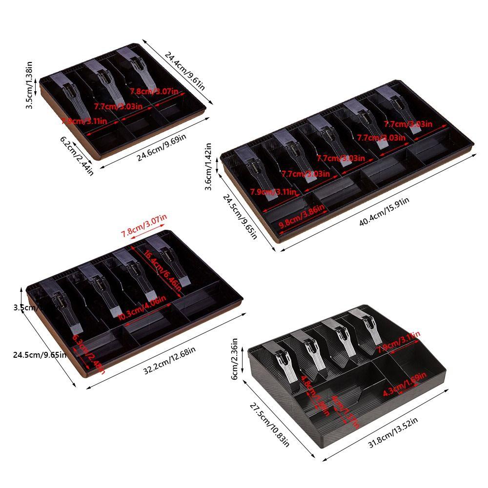 Multi-grids Cashier Box Plastic Clip Multifunctional Drawer Cash Tray Plastic ABS Compartments for Money Storage Storage Box