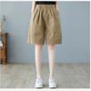 Women Pure Cotton Solid Loose Plus Size High Waist Casual Five Point Shorts