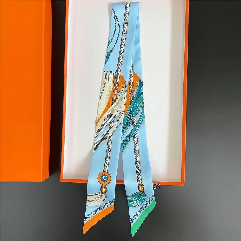 Long Lady Bag Silk Scarf Skinny Neck Hair Scarfs For Women Band Headwear Handbag Tie Ribbons  New Handle Wraps Summer