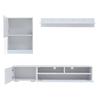 175*39*34cm TV Wall Unit with Display Cabinet (3-Piece Set), TV Board, Standing Shelf and Wall Shelf, LED and High Gloss, TV up to 80', White