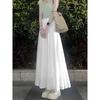White Summer Skirt for Women, New Style for Plus-Size Girls, Pear-Shaped Body, High-Waisted, Loose Fit, Slimming, Drapey A-Line Long Skirt