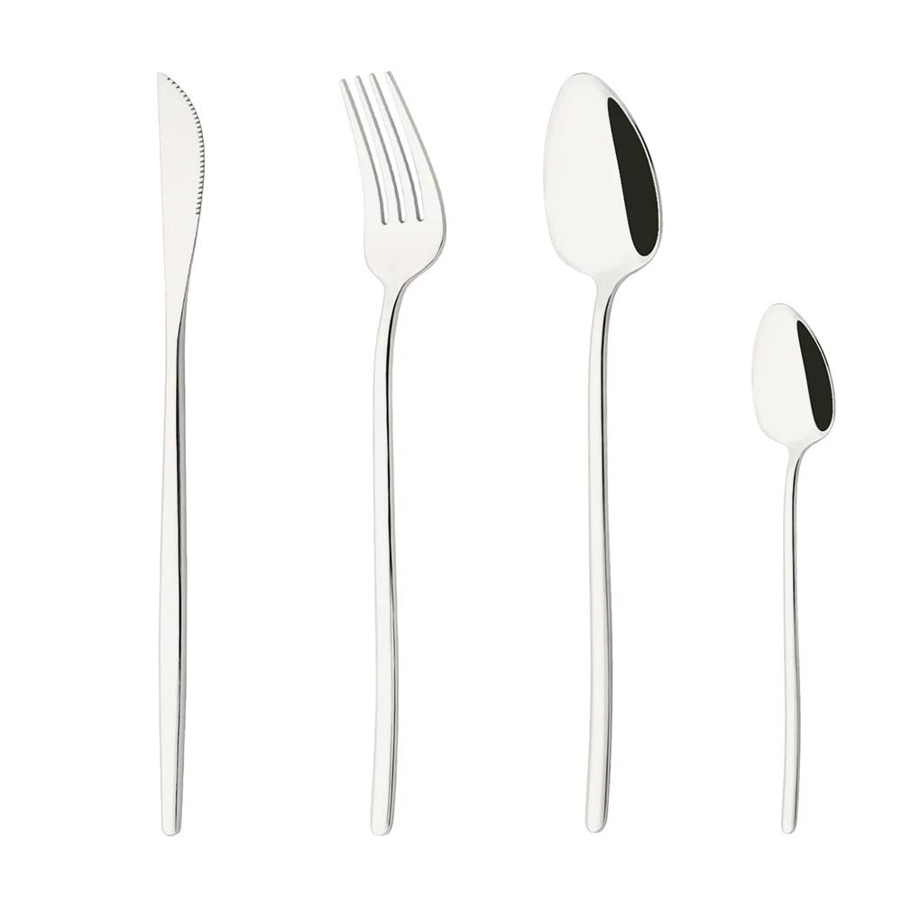 

Набор столовых приборов из 4 предметов, зеркальная золотая столовая посуда, столовое серебро из нержавеющей стали, нож, вилка, ложка, столовые приборы, набор кухонных принадлежностей