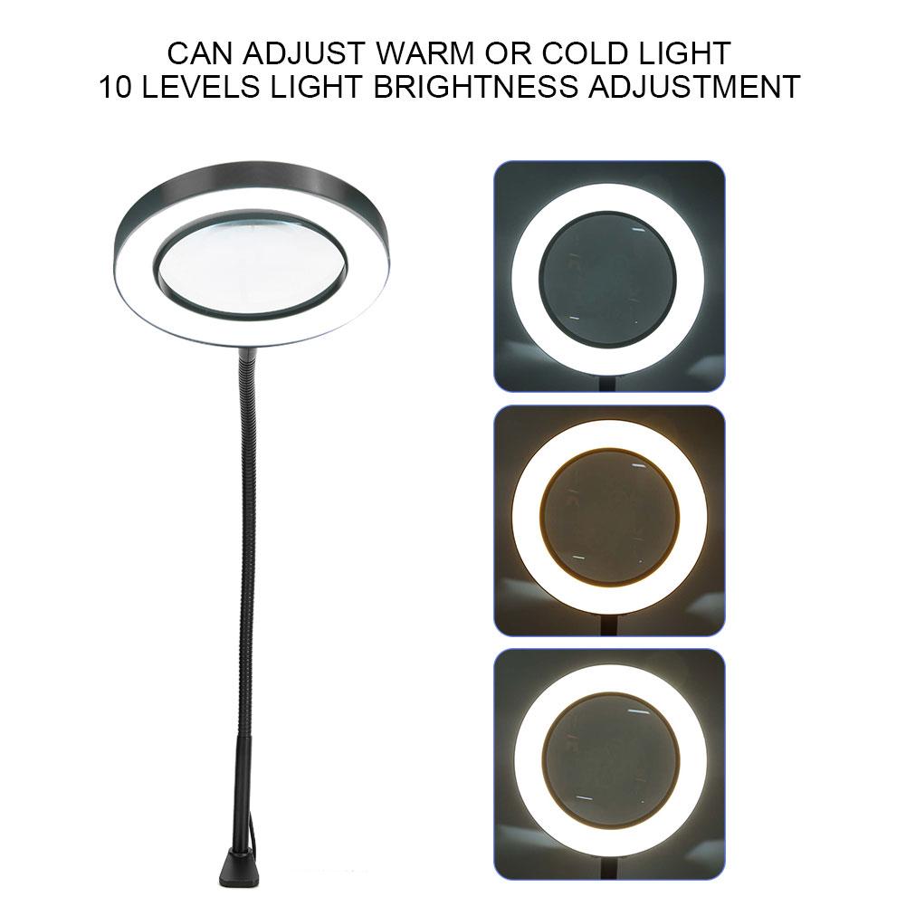 Lumină LED cu mărire 5X, lumină reglabilă USB, pentru salon de înfrumusețare, artă pentru tatuaje, negru