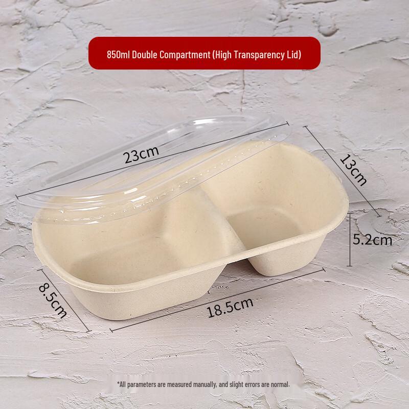 

Biodegradable Sugarcane 2-Compartment Lunch Box with Lid