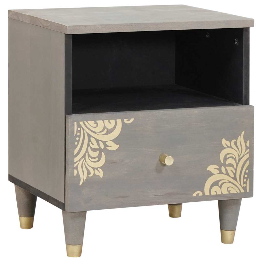Nightstand with Drawers Grey 40 x 33 x 46 cm Solid Mango Wood
