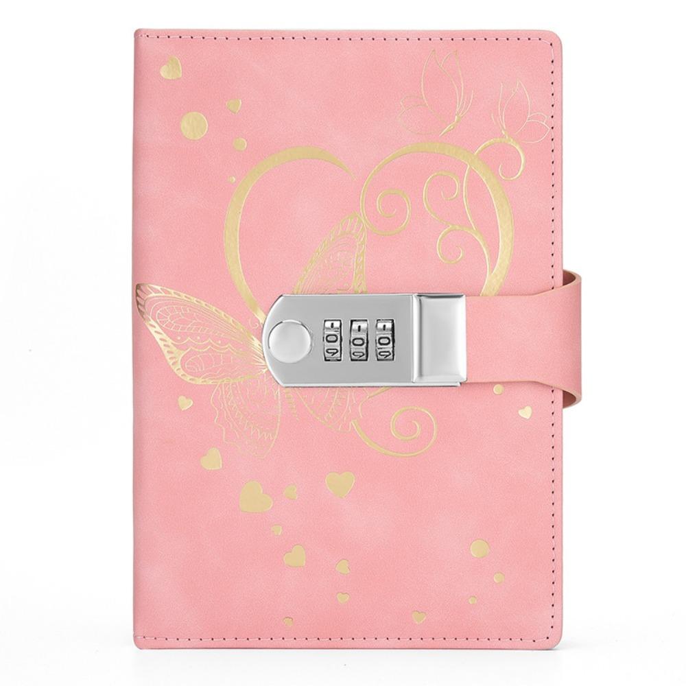 

200 Pages B6 Notebook with Lock Thickened Diary Book Fashion Password Notebook Journal розовый