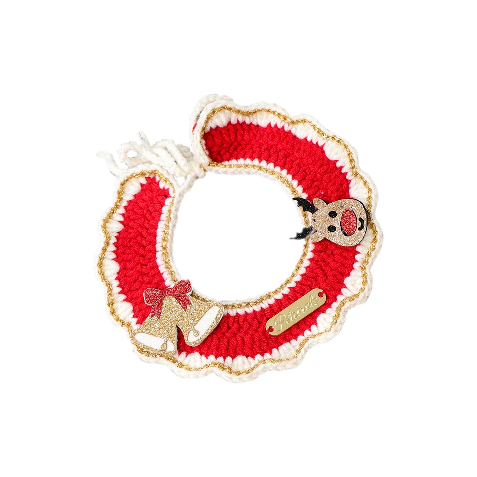 

Christmas Pet Collar, Hand-Crocheted Festive Pet Neckwear With Adjustable Design, Cute Holiday Accessories For Cats & Small Dogs (Multiple Styles) One Size