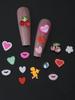 Gold Cherry Resin Heart Mouth Flower Nail Charms 1Box DIY 3D 2025 Gift For Girls